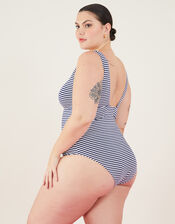 Texture Stripe Plunge Swimsuit, Blue (NAVY), large