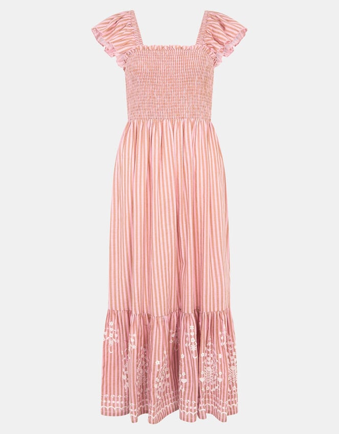 Embroidered Stripe Midi Dress, Pink (PINK), large