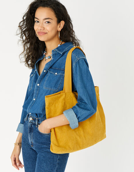Cord Shopper Bag Yellow, Yellow (OCHRE), large