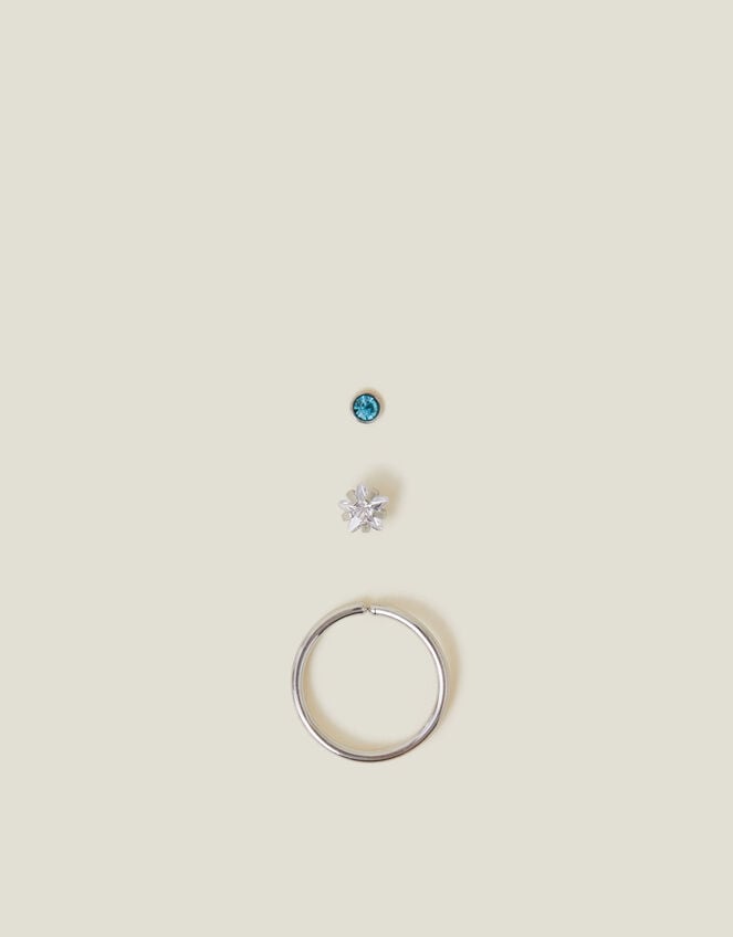 3-Pack Platinum-Plated Surgical Steel Nose Studs, , large