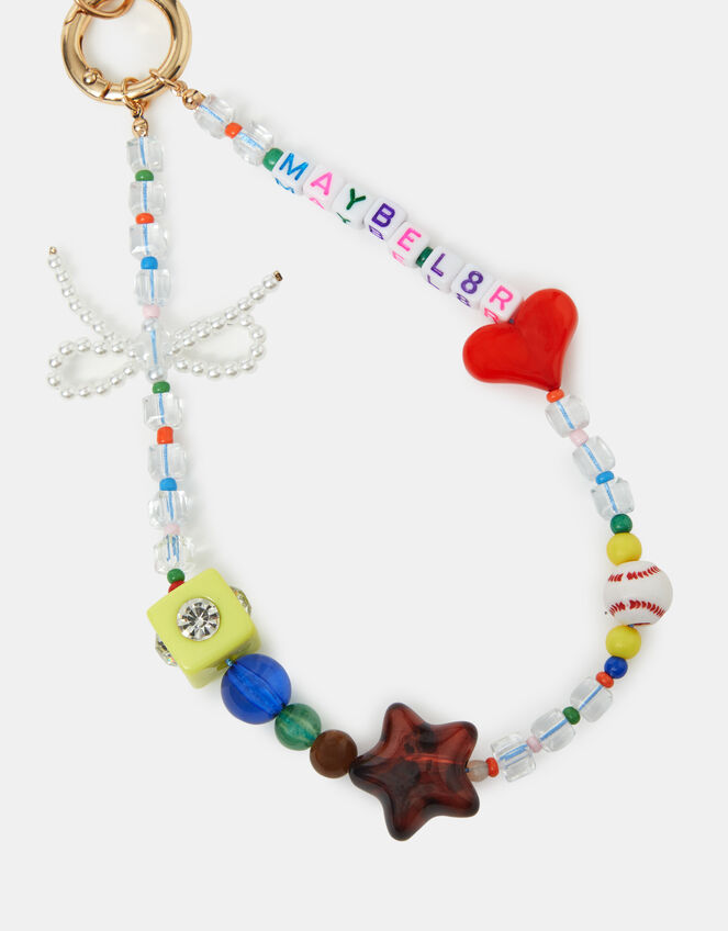 Slogan Beaded Wrist Phone Strap, , large