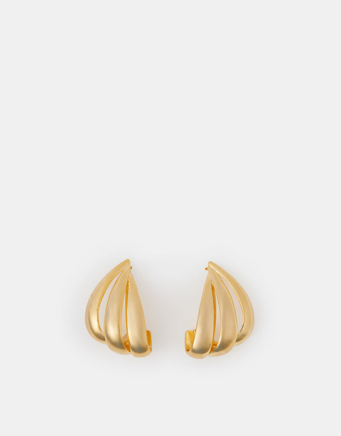 14ct Gold-Plated Triple Hoop Earrings, , large