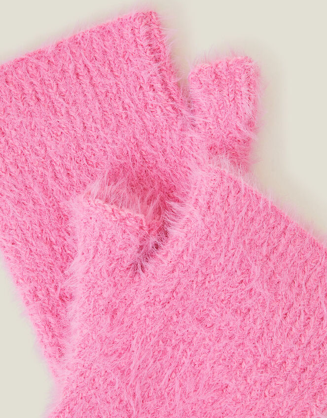 Fluffy Cut Off Gloves, Pink (PINK), large