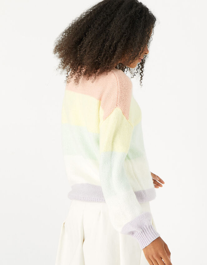 Round Neck Candy Stripe Jumper, Multi (BRIGHTS-MULTI), large