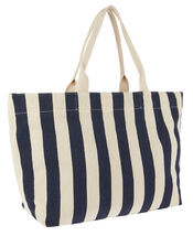 Woven Striped Tote Bag, Blue (NAVY), large