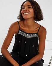 Embroidered Beach Jumpsuit, Black (BLACK), large