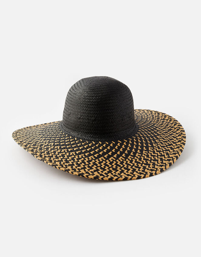 Milos Floppy Hat, Black (BLACK/WHITE), large