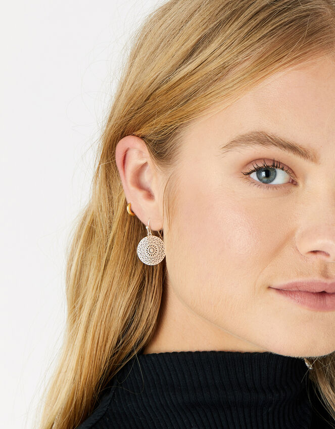 Filigree Short Drop Earrings, Silver (SILVER), large