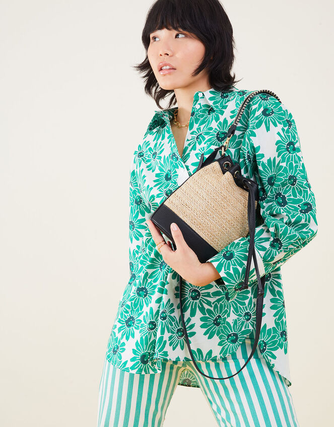 Raffia Mini Duffle Bag, , large