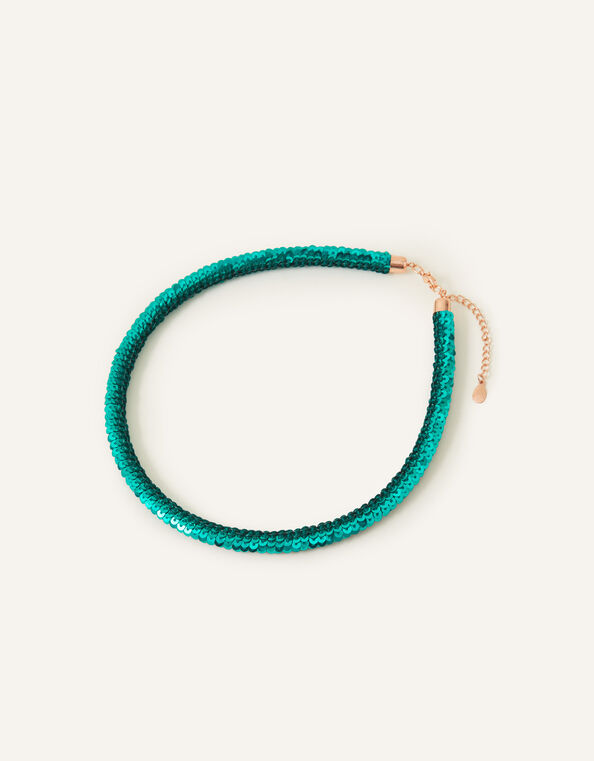 Disco Sequin Tube Collar Necklace, , large