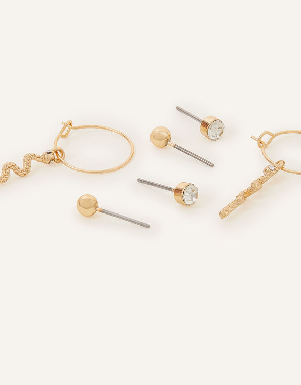 Snake Stud and Hoops Earrings Set of Three, , large