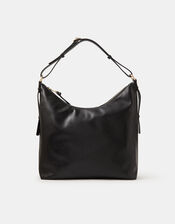 Slouchy Buckle Strap Shoulder Bag, Black (BLACK), large