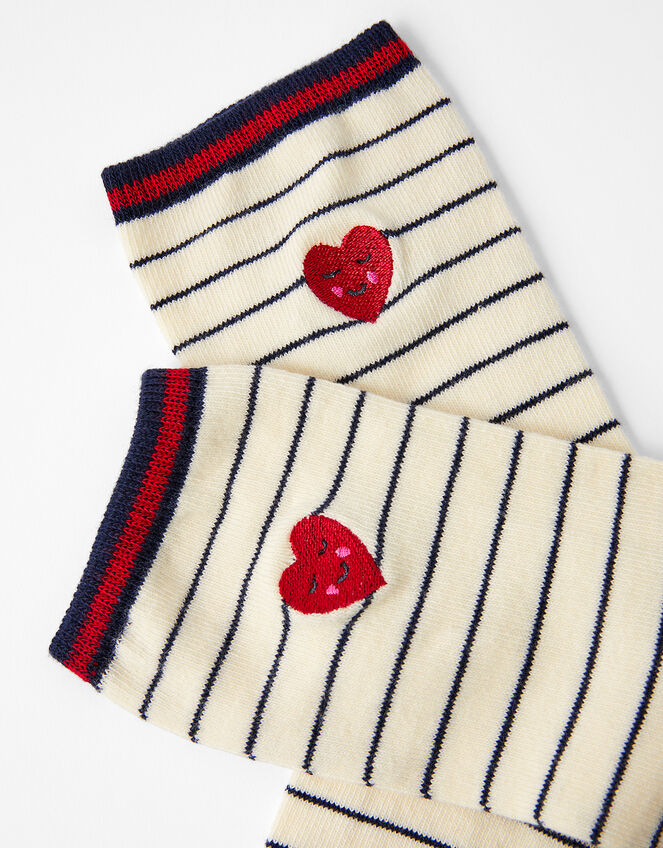 Heart and Stripe Ankle Socks, , large