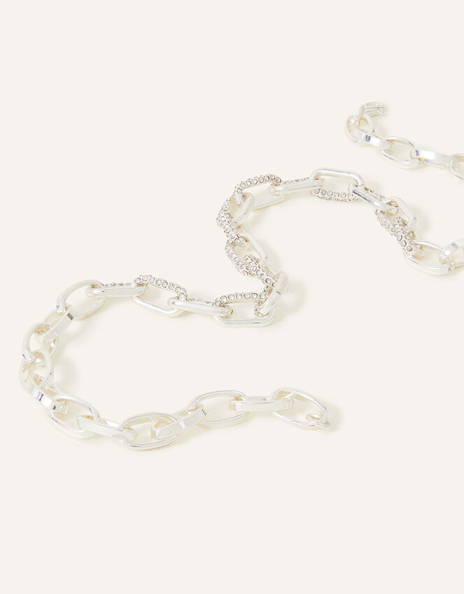 Sterling Silver-Plated Chunky Pave Chain, , large