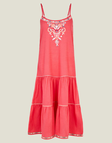 Floral Embroidered Dress, Orange (CORAL), large