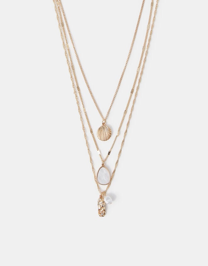 3-Pack Shell Pearl Pendant Necklaces, , large