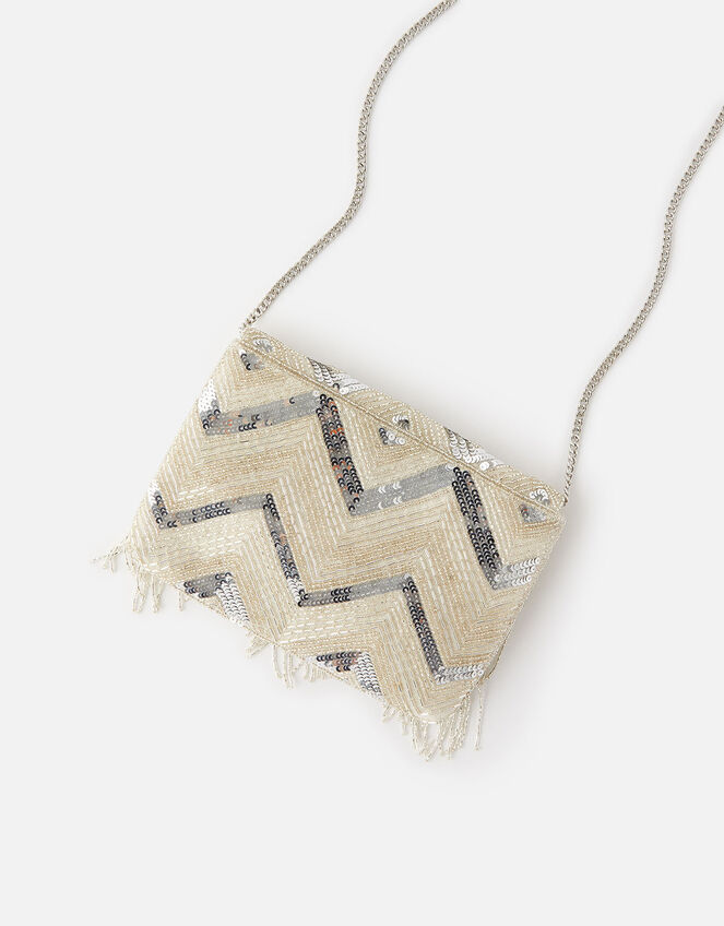 Shimmer Fringe Clutch Bag , , large
