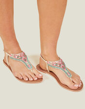 Beaded Mirror Sandals , Multi (PASTEL MULTI), large
