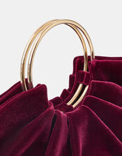 Ruched Ring Velvet Handheld Bag, , large