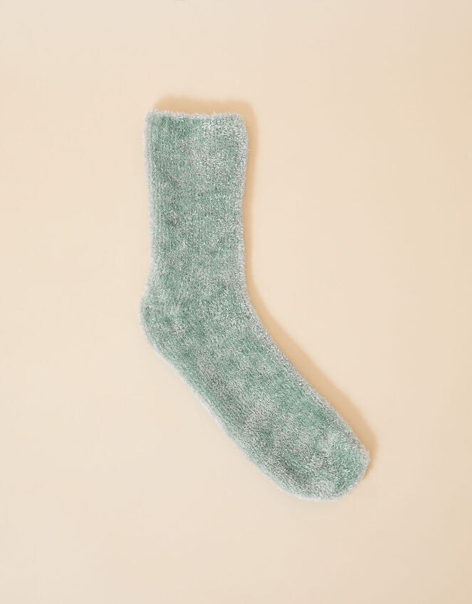 Fluffy Chenille Cosy Socks, Duck Egg (DUCK EGG), large