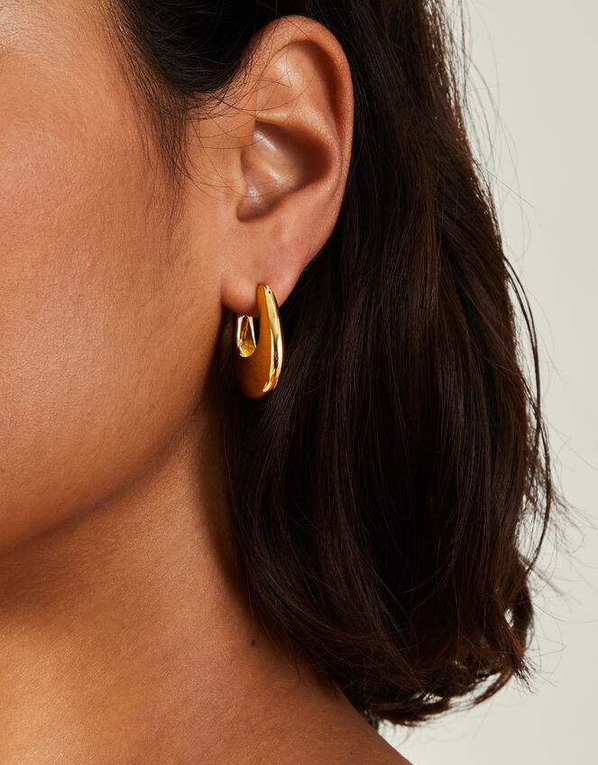 14ct Gold-Plated Horseshoe Hoop Earrings, , large