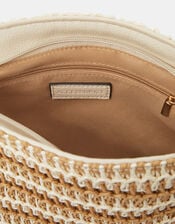 Stripe Raffia Crossbody Bag, , large