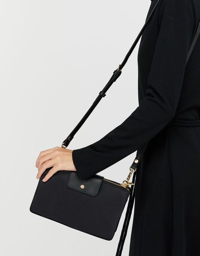 Nylon Cross-Body Bag, Black (BLACK), large