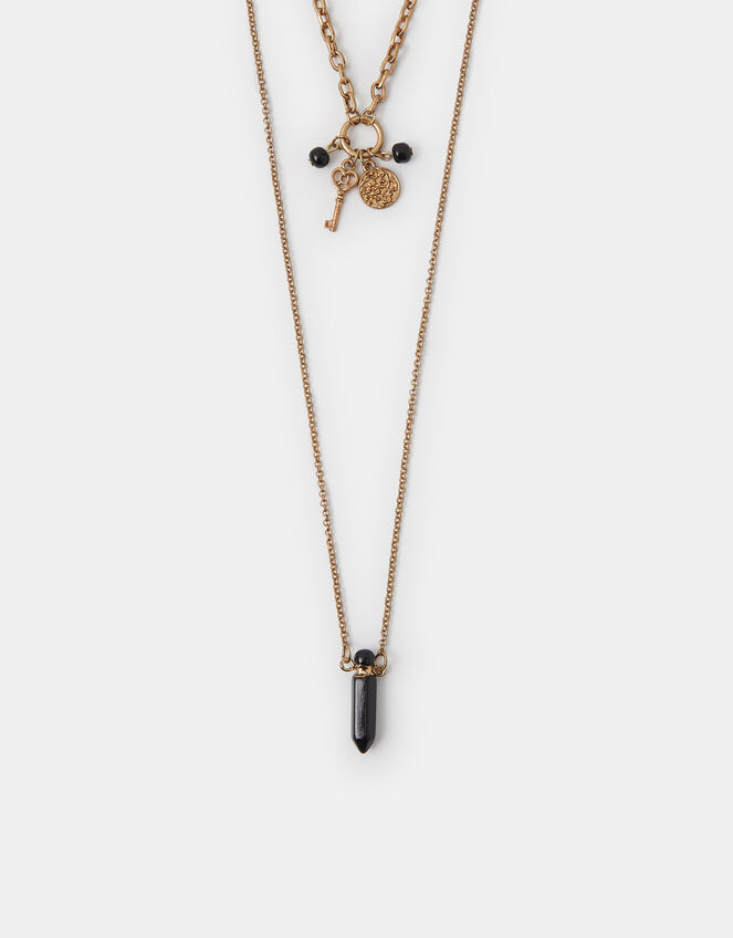 Layered Key Charm Necklace, , large