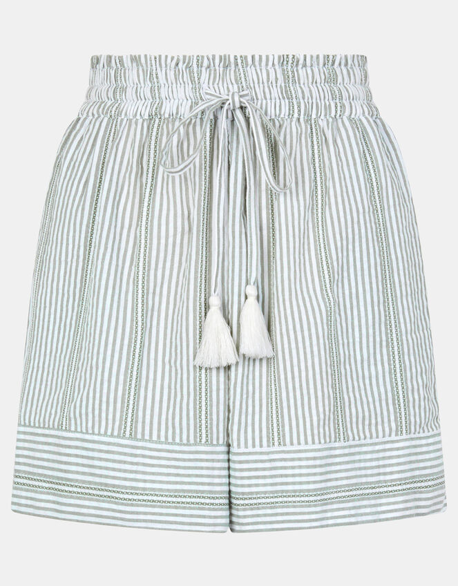 Stripe Cotton Beach Shorts, Green (GREEN), large