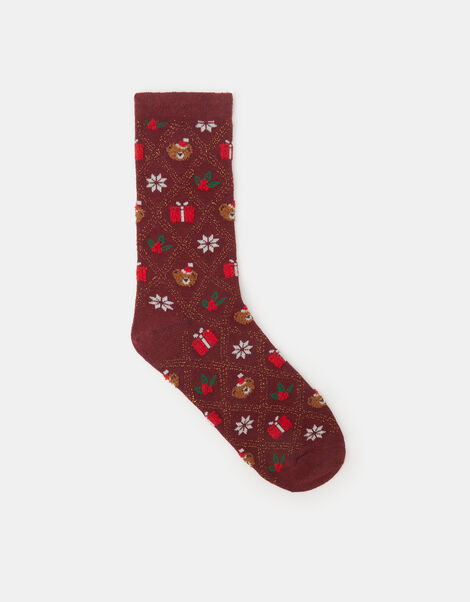 Festive Bear Christmas Socks, , large
