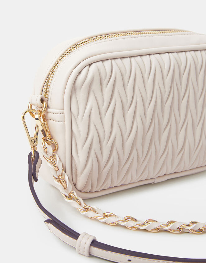 Small Ruched Crossbody Bag, Cream (CREAM), large