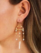 14ct Gold-Plated Pearl Chandelier Drop Earrings, , large