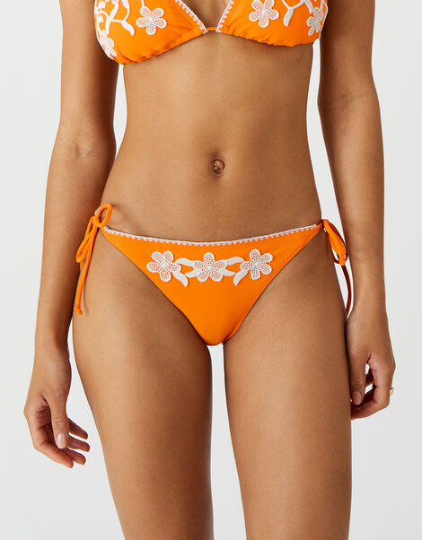 Embroidered Bikini Bottoms Orange, Orange (ORANGE), large