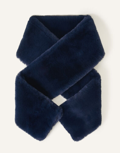 Faux Fur Stole, Blue (NAVY), large