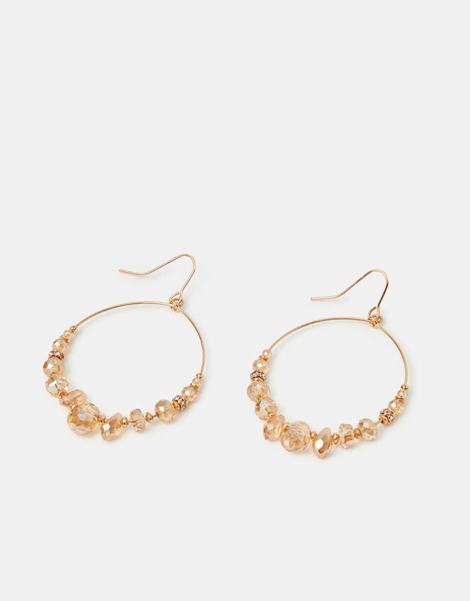 Beaded Wire Hoop Earrings, , large