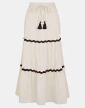 Ric Rac Tiered Maxi Skirt, Ivory (IVORY), large