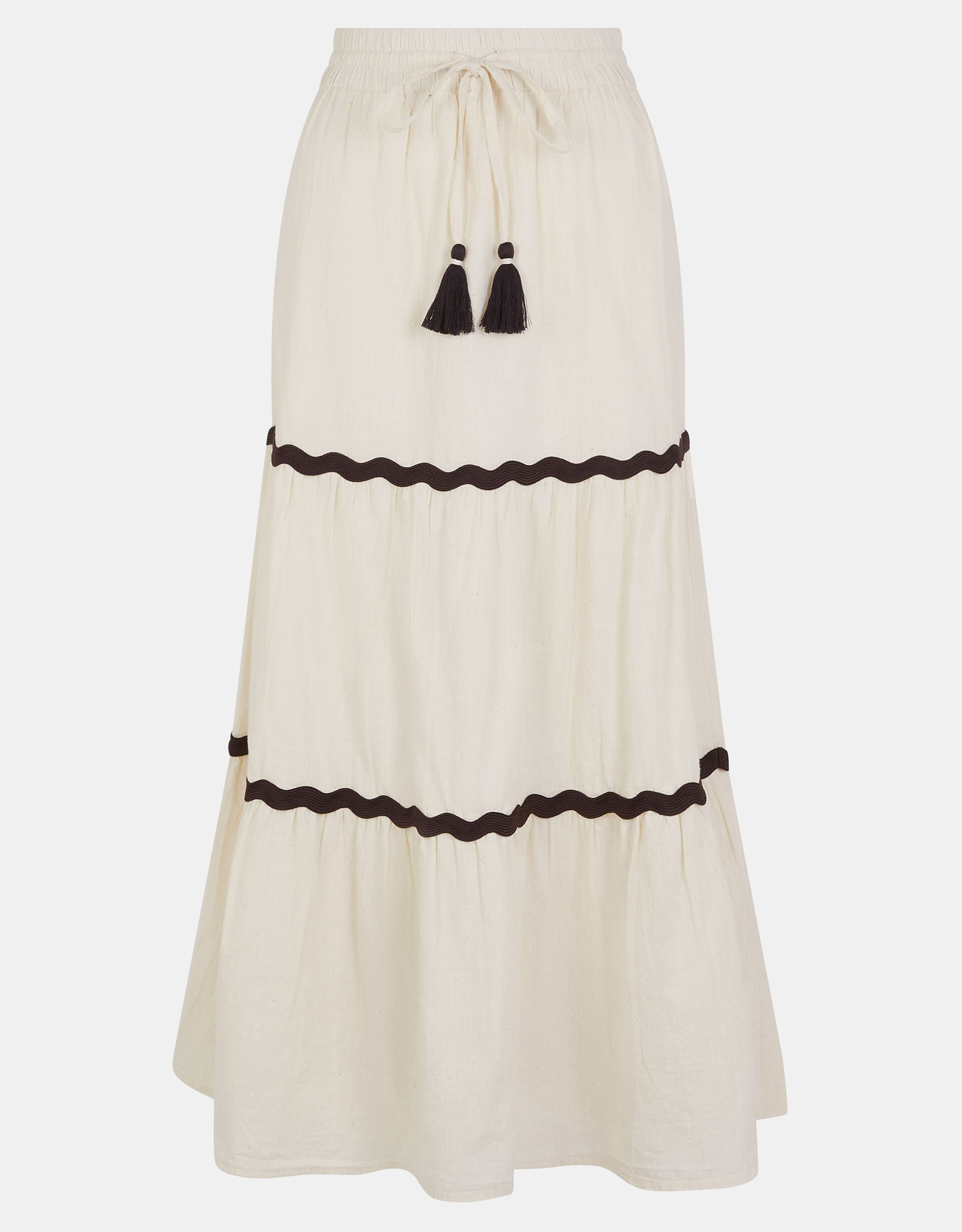Ric Rac Tiered Maxi Skirt, Ivory (IVORY), large