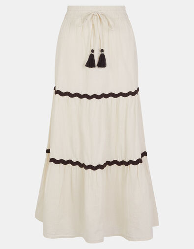 Ric Rac Tiered Maxi Skirt, Ivory (IVORY), large