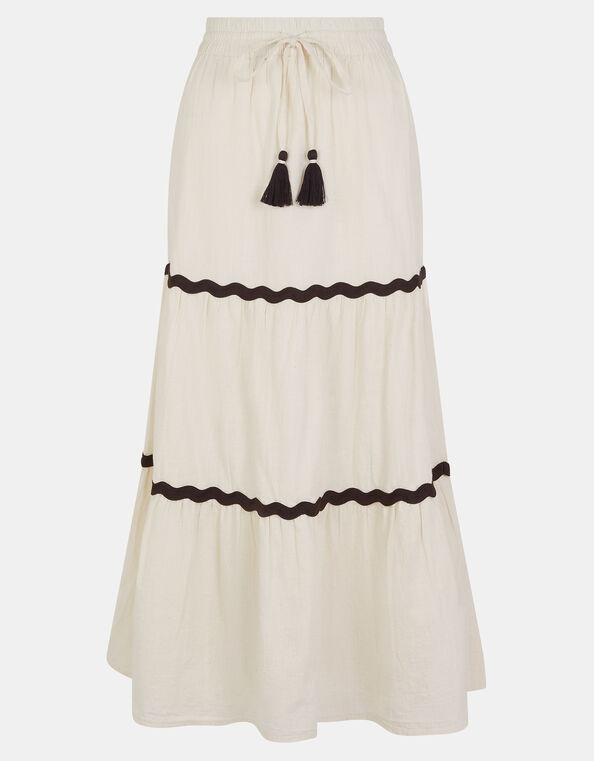 Ric Rac Tiered Maxi Skirt, Ivory (IVORY), large