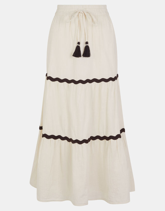 Ric Rac Tiered Maxi Skirt, Ivory (IVORY), large