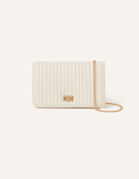 Quilted Chain Shoulder Bag, Cream (CREAM), large