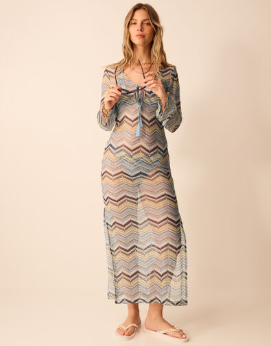 Zigzag Crochet Maxi Dress, Multi (MULTI), large
