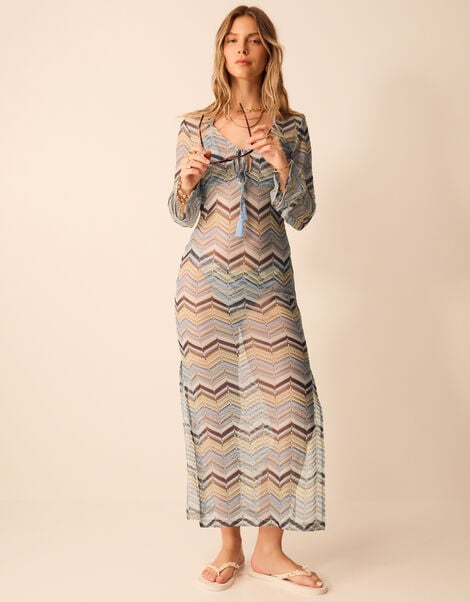 Zigzag Crochet Maxi Dress, Multi (MULTI), large