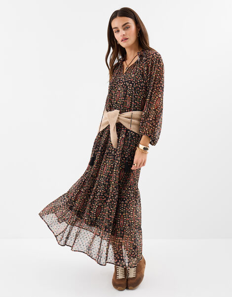 Ditsy Floral Maxi Dress, Black (BLACK), large