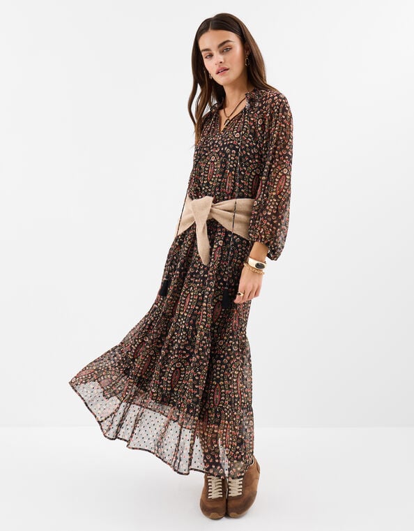 Ditsy Floral Maxi Dress, Black (BLACK), large