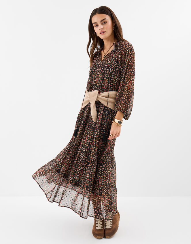 Ditsy Floral Maxi Dress, Black (BLACK), large