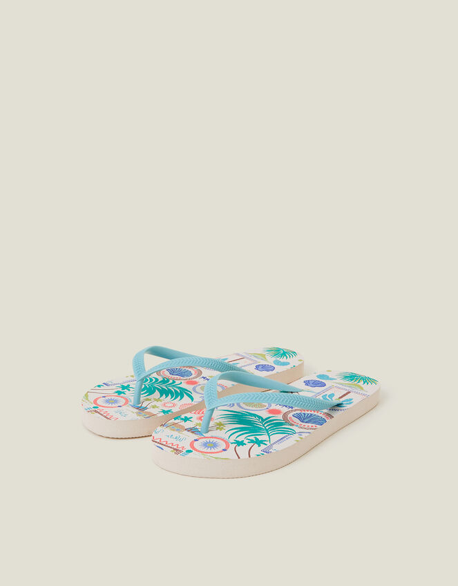 Beach Print Flip Flops, Multi (BRIGHTS MULTI), large