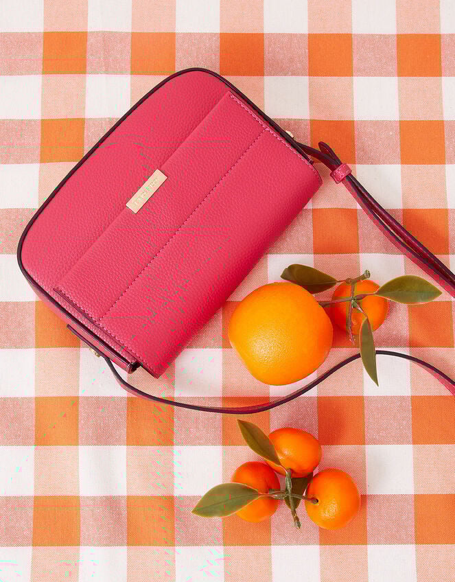 Straight Flap Saddle Cross-Body Bag, Pink (FUCHSIA), large