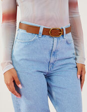 Antique Effect Buckle Belt, Tan (TAN), large