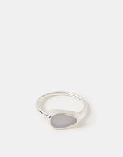 Sterling Silver-Plated Blue Chalcedony Ring, Silver (ST SILVER), large